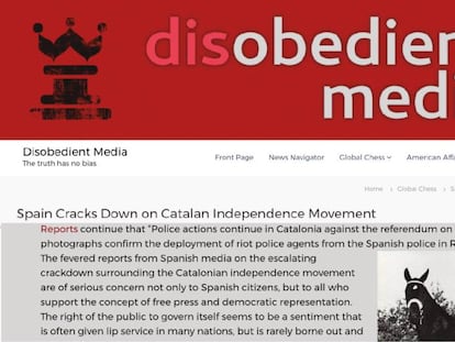 One of the news stories about the Catalan crisis, illustrated with a picture of Franco.