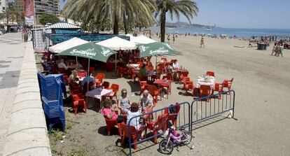 Chiringuito en la playa de La Malagueta, en Málaga.