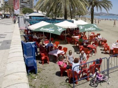 Chiringuito en la playa de La Malagueta, en Málaga.