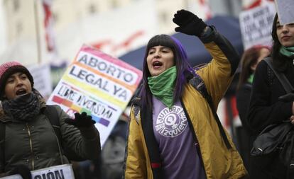 Manifestación a favor del aborto legal en Argentina.