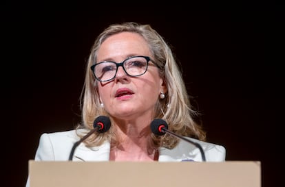 La presidenta del Banco Europeo de Inversiones (BEI), Nadia Calviño, en un acto reciente.
