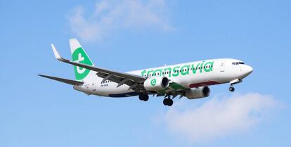 Un avión de Transavia en pleno vuelo.