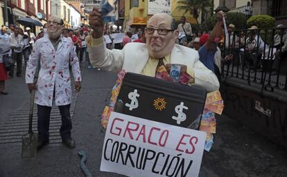 Una protesta en contra de la corrupci&oacute;n en Morelos.