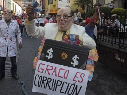 Una protesta en contra de la corrupci&oacute;n en Morelos.