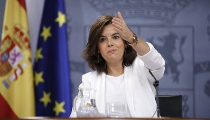 La vicepresidenta Soraya Sáenz de Santamaría aquest divendres.