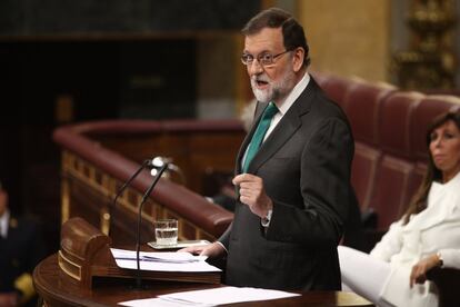 Rajoy intervé durant el debat de la moció després de la intervenció de Pedro Sánchez.