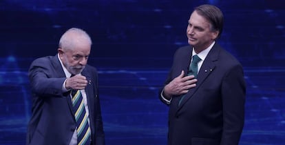 Luiz Inácio Lula da Silva y Jair Bolsonaro en un debate televisivo