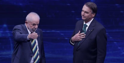 Luiz Inácio Lula da Silva y Jair Bolsonaro en un debate televisivo 