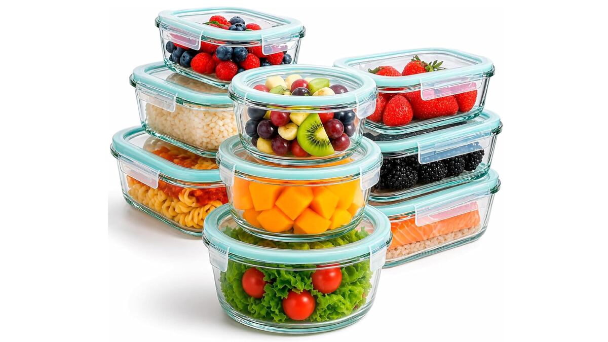 Nueve recipientes de cristal herméticos y sin BPA.