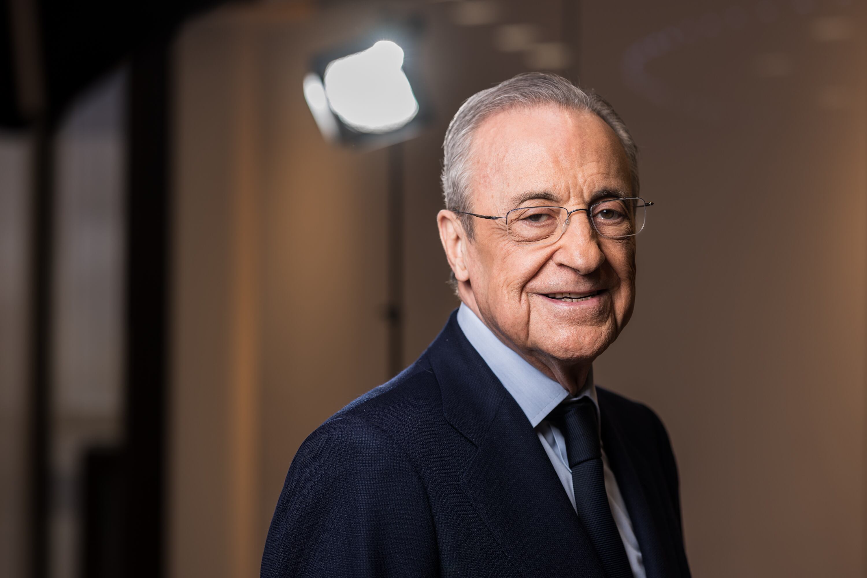 Florentino Pérez, este viernes en la sede de ACS.