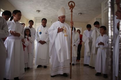 Suárez Inda before giving mass in Morelia on Thursday.