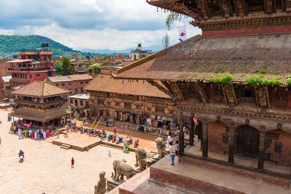 La conocida plaza de Bhaktapur.