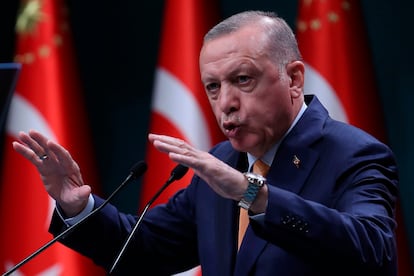 El presidente de Turquía, Recep Tayyip Erdogan, este lunes en Ankara (Turquía).