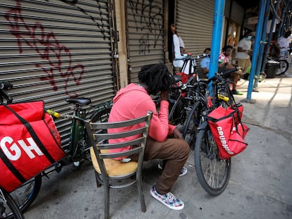 Repartidores de Grubhub en Manhattan (Nueva York).