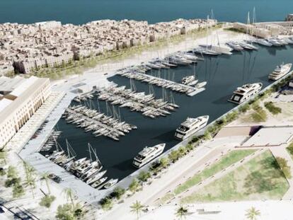 Una de las simulaciones del nuevo proyecto de puerto deportivo de lujo en la Barceloneta