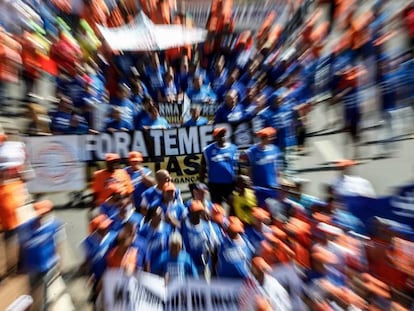 Protesto contra Temer no dia 24, antes dos confrontos.