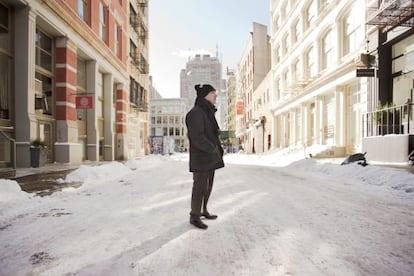 Ferran Adrià, in a snowy New York street