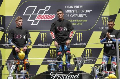 Podio de la carrera de Moto3 del GP de Catalunya.