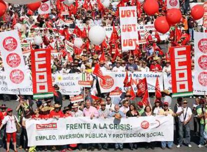 Cabecera de la manifestación del Primero de Mayo, ayer en Málaga.