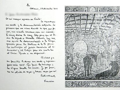 Imagen de la carta que el Papa Francisco envió a los padres del niño.