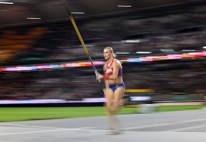 La estadounidense Katie Moon, durante la competición de salto de pértiga, el día 23 de agosto.