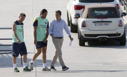 Messi y Pinto, hoy en las instalaciones del Barcelona.