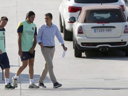 Messi y Pinto, hoy en las instalaciones del Barcelona.