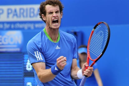 Andy Murray festeja el tanto decisivo ante Jo-Wilfried Tsonga.