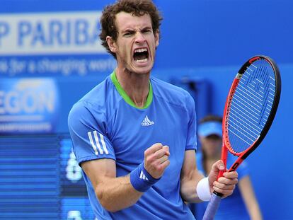 Andy Murray festeja el tanto decisivo ante Jo-Wilfried Tsonga.