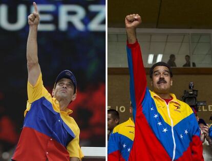 Henrique Capriles y Nicolás Maduro, en campaña.