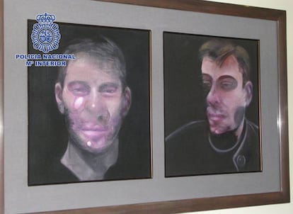 Fotografía facilitada por la Policía de uno de los cinco cuadros de Francis Bacon sustraídos el pasado verano en un domicilio de Madrid.