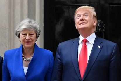 Theresa May recibe a Donald Trump en el 10 de Downing Street, en Londres