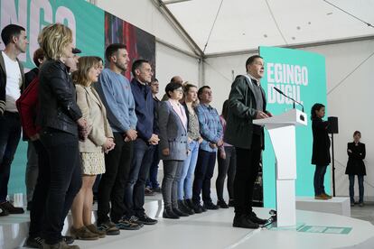 Arnaldo Otegi, este sábado durante un acto electoral en Bilbao.