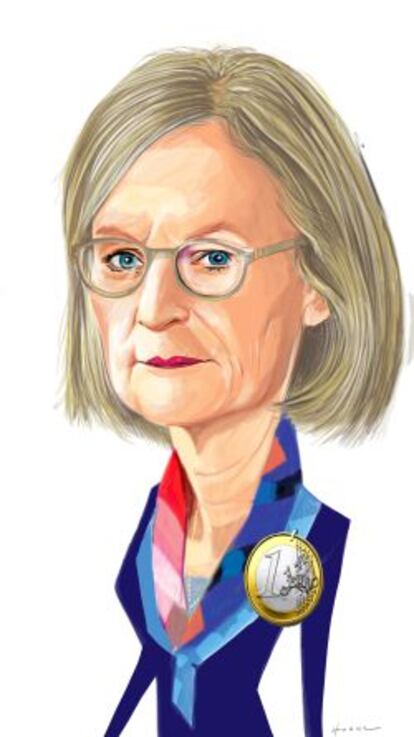 Caricatura de Danièle Nouy, presidenta del Consejo de Supervisión del mecanismo único de supervisión del BCE.