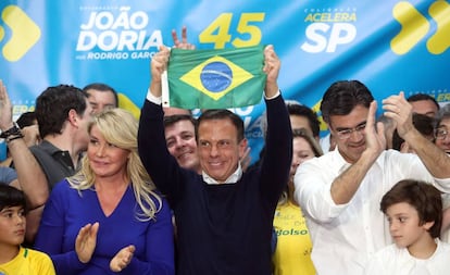 João Doria celebra sua eleição em São Paulo.