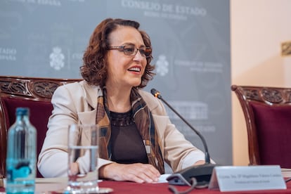 La presidenta del Consejo de Estado, Magdalena Valerio Cordero, durante la presentación de la Memoria del Consejo de Estado 2022, en la sede del Consejo de Estado, a finales de noviembre.