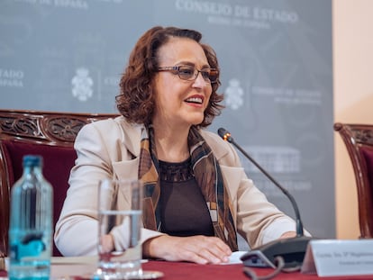 La presidenta del Consejo de Estado, Magdalena Valerio Cordero, durante la presentación de la Memoria del Consejo de Estado 2022, en la sede del Consejo de Estado, a finales de noviembre.