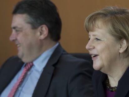 La l&iacute;der alemana Angela Merkel durante una reuni&oacute;n de este mi&eacute;rcoles en la Canciller&iacute;a en Berl&iacute;n.