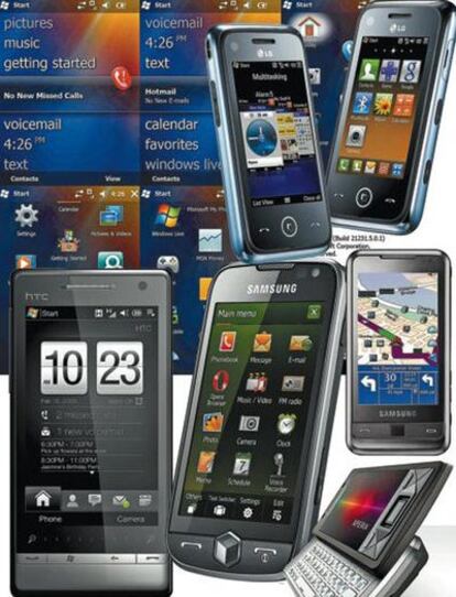 Diversos teléfonos móviles con sistema operativo Windows Mobile.