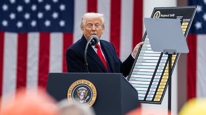 Trump, el pasado 2 de abril, cuando anunció aranceles unilaterales.