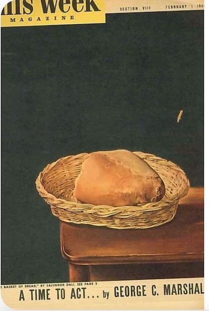 Portada de la revista 'The Week Magazine' de febrero de 1948 con 'La cesta de pan', obra de Dalí, para anunciar el Plan Marshall.