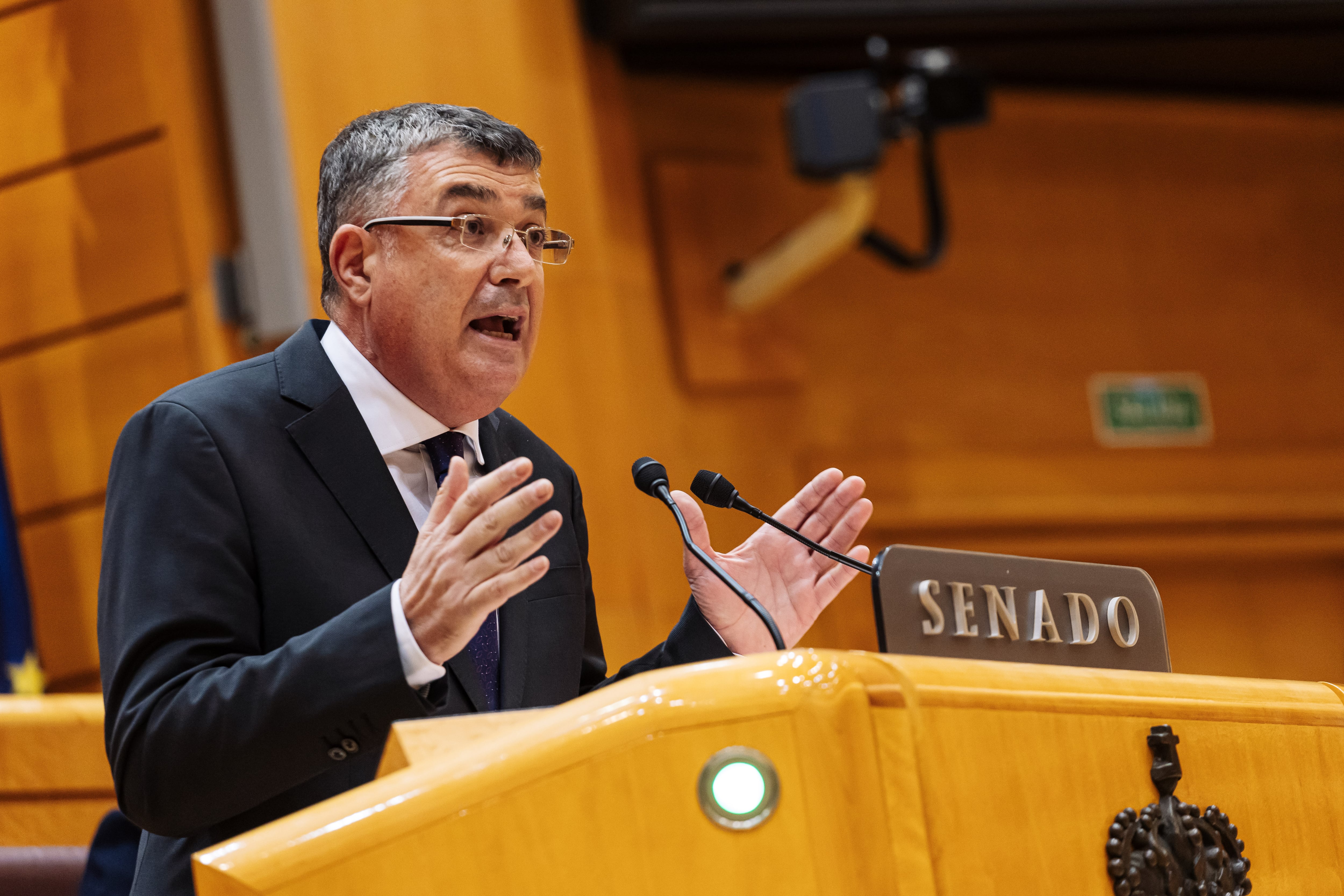 El senador de Compromís Enric Xavier Morera interviene en la sesión de este martes.