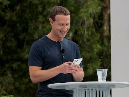 Meta CEO Mark Zuckerberg speaks during the tech giant's Connect developer conference Wednesday, Sept. 27, 2023, in Menlo Park, Calif. (AP Photo/Godofredo A. V&#xe1;squez)