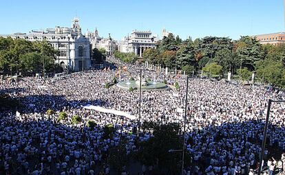 Vista general de la concentración frente al Ayuntamiento de Madrid.