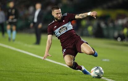 El futbolista del RC Celta David Juncà durante un partido de esta temporada.