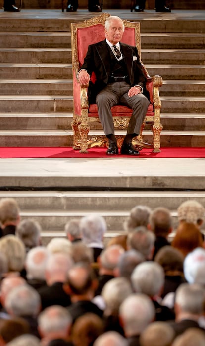 "Siento el peso de la historia que nos rodea y nos recuerda la importancia de las tradiciones parlamentarias a las que se dedican los miembros de las dos cámaras con tanto compromiso. El Parlamento es el instrumento vivo de nuestra democracia, de nuestras tradiciones", ha valorado el monarca durante el acto.