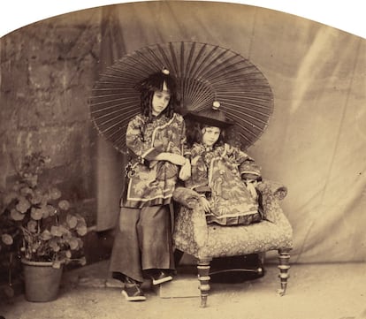 Lorina and Alice Liddell in Chinese Dress, 1860
