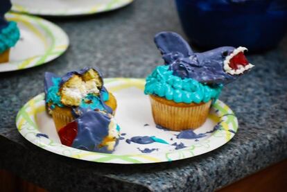 Cupcakes de tiburones mal