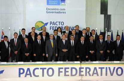 L&iacute;deres do Congresso e governadores.