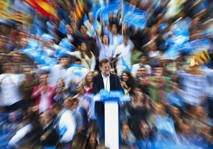 Mariano Rajoy, durante el mitin de Valencia.